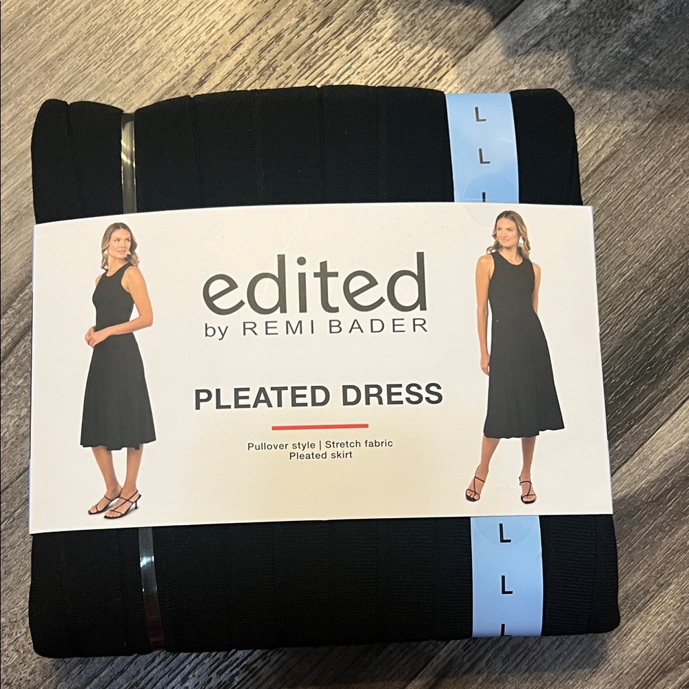 Edited by Remi Bader Black Pleated Midi Dress